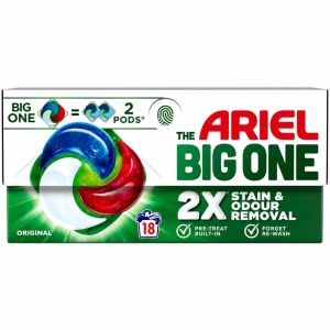 Ariel The Big One Original Laundry Detergent Pods – 18 Washes, 653.4g – 2X Stain & Odour Removal