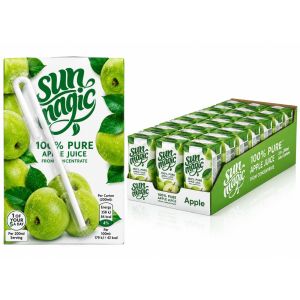 Sun Magic 100% Pure Apple Juice, Pack of 24 x 200ml - Refreshingly Fruity Apple Juice