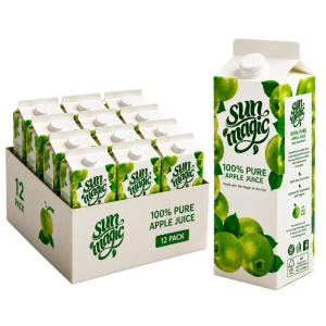Sun Magic 100% Pure Apple Juice, Pack of 12 x 1L - Apple Refreshing Drink