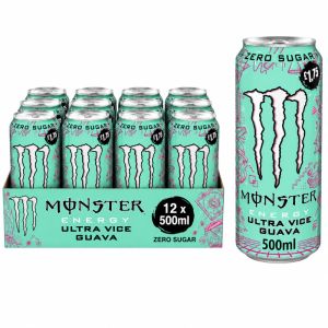 Monster Energy Ultra Vice Guava Zero Sugar Energy Drink PMP , Pack of 12 x 500ml - Tropical Guava Flavour