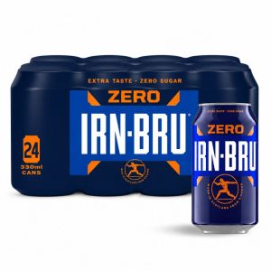 IRN-BRU Zero Sugar Sparkling Soft Drink Multipack Cans , Pack of 24 x 330ml – Extra Taste, Low Calorie 