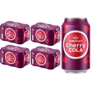 Kingsley Cherry Flavour Fizzy Drink 330ml , Pack of 24 (4x6pk) - Carbonated Cherry Flavour Soft Drink with Sweeteners
