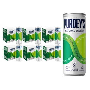 Purdey's Apple & Grape Natural Energy Drink 250ml – Pack of 24 (6x4pk) – Fruit Drink with Vitamins & Sweetener
