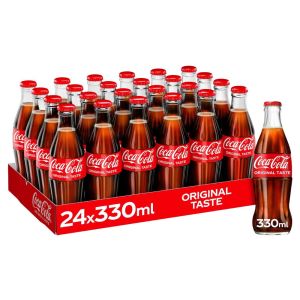 Coca-Cola Original Taste Soft Drink Glass Bottles - Pack of 24 x 330ml 