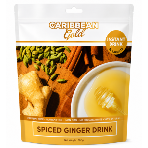 Caribbean Gold Spiced Ginger Drink Mix, 30 Convenient Instant Sachets - Rich & Warming Ginger Beverage