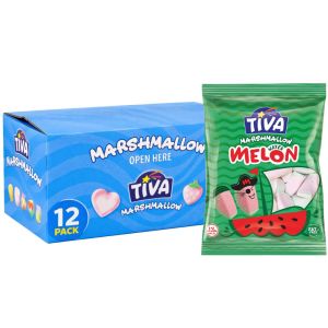 TIVA Marshmallow Watermelon - Pack of 12 x 140g - Soft Fluffy Halal Treat, Best Before: 08/04/2026