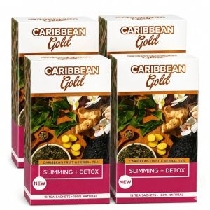 Caribbean Gold Slimming + Detox Fruit & Herbal Tea – 72 Herbal Tea Sachets - (Pack of 4 x 18 Sachets) x 31.5g