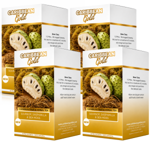 Caribbean Gold Soursop, Sasparilla & Sea Moss Fruit and Herbal Tea -72 Herbal Tea Sachets - (Pack of 4 x 18 Sachets) x 31.5g, Fruit & Herb Infusion