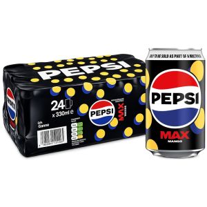 Pepsi Max Mango Zero Sugar Soft Drink Multipack - Pack of 24 x 330ml