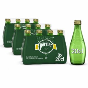 Perrier Natural Sparkling Mineral Water 200ml Glass Bottles – Pack of 24 (3x8pk)
