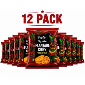 Kingston's Paprika Plantain Chips, Pack of 12 x 75g - Crispy Sweet & Smoky Flavour