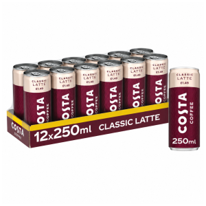 Costa Coffee Classic Iced Latte PMP, Pack of 12 x 250ml - Ready to Drink Coffee