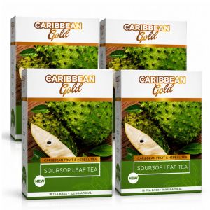 Caribbean Gold Soursop Leaf Tea – 72 Herbal Tea Sachets - (Pack of 4 x 18 Sachets) x 31.5g - A Unique Blend of Herbs & Fruit