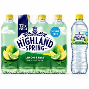 Highland Spring Lemon & Lime Sugar Free Still Spring Water , Pack of 12 x 750ml - Cool, Crisp & Refreshing