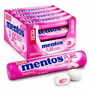 Mentos Pure Bubble Fresh Sugar Free Chewing Gum, Pack of 24 x 15.5g - Minty Fresh Sugar Free Gum