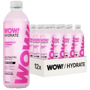 WOW Hydrate Grapefruit & Lemon Electrolyte Drink , Pack of 12 x 500ml - For Everyday Hydration - High Electrolyte, Low Calorie - Sugar Free