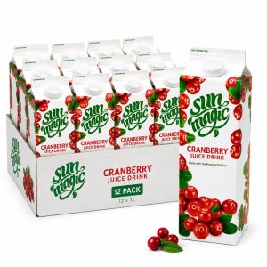 Sun Magic Cranberry Fruit Juice Drink, Pack of 12 x 1L - Ready to Serve Fruit Drink