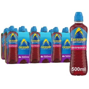 Lucozade Sport Raspberry Multipack Bottles 500ml - Pack of 24 (6x4pk) - Isotonic Sports Drink, Best Before: June 26