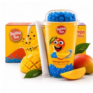 Bubble Tea Mango Ice Tea With Energy Drink Boba, Pack of 12 x 350ml - Instant Refreshment