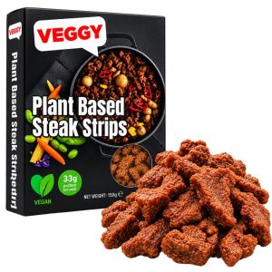 VEGGY Plant Based Steak Strips , Net Weight 150g Pack – Vegan , High Protein & Easy to Cook