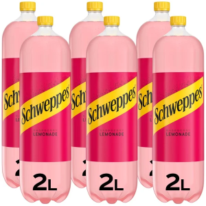 Schweppes Raspberry Lemonade Bottles - Pack of 6 x 2L - Refreshing Fruity Fizzy Drink, Best Before: 31.05.2026