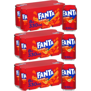 Fanta Fruit Twist PMP/Multipack 330ml Cans - Pack of 24 (3x8pk) - Refreshing Fizzy Drink, Best Before: 31/05/2026