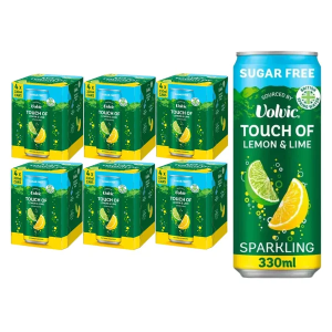 Volvic Touch of Lemon & Lime Sparkling Sugar Free Flavoured Water 330ml, Pack of 24 (6x4pk) - Best Before: 30/9/2026