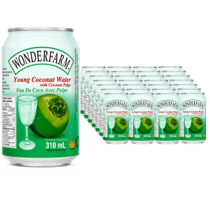 Wonderfarm Young Coconut Water with Coconut Pulps, Pack of 24 x 310ml - Ready to Drink Coconut Water with Coconut Pieces