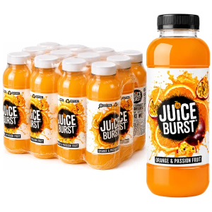 Juice Burst Orange & Passion Fruit Juice Drink, Pack of 12 x 330ml - Tropical Fruit Fusion, Best Before: Aug 2026