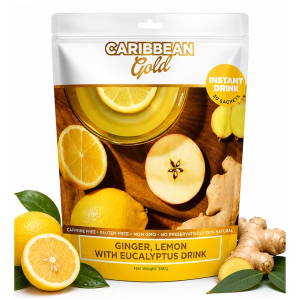 Caribbean Gold Ginger, Lemon and Eucalyptus Instant Drink Mix - 30 Convenient Sachets (360g) - Convenient Anytime Drink