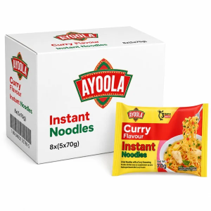 Ayoola Curry Flavour Instant Noodles, Pack of 40 (8x5pk) x 70g - Fast, Tasty & Convenient