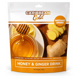Caribbean Gold Honey & Ginger Drink - 30 Sachets (360g) - Easy to Prepare Instant Drink Mix
