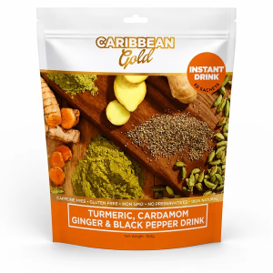 Caribbean Gold Ginger, Turmeric, Cardamom & Black Pepper Instant Drink Mix, 30 Sachets (360g)
