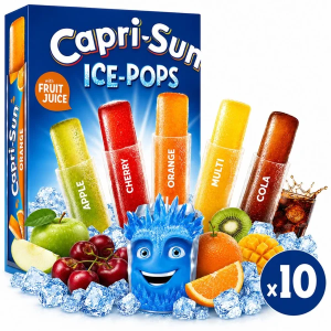 Capri-Sun Ice Pops Mixed Flavours , Pack of 10 x 40ml (400ml) – Ready to Freeze Fruit Juice Ice Lollies – Apple, Cherry, Orange, Multi Fruit & Cola