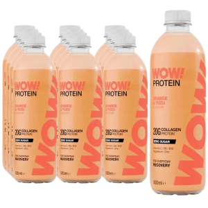 WOW! Protein Orange & Yuzu Collagen Protein Drink, Pack of 12 x 500ml, 20g Collagen Protein per Bottle, Zero Sugar, Ready to Drink