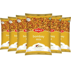 Bikaji Bombay Mix - Pack of 6 x 200g - Crunchy Namkeen with Sev, Peanuts & Green Peas