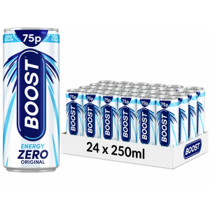 Boost Sugar Free Energy Original Drink PMP Can, Pack of 24 x 250ml - Refreshing Taste, Zero Sugar