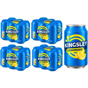 Kingsley Lemonade Sparkling Soft Drink 330ml , Pack of 24 (4x6pk) - Carbonated Lemon Flavour Drink with Sugar & Sweeteners