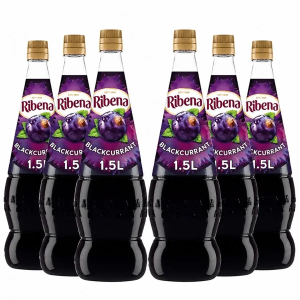 Ribena Blackcurrant Concentrated Squash, Pack of 6 x 1.5L - Made with Real Fruit, Vitamin C