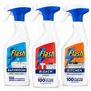 Flash Ultimate Cleaning Trio - Bathroom, Bleach & Kitchen Cleaner Spray Set , Pack of 3 x 500ml