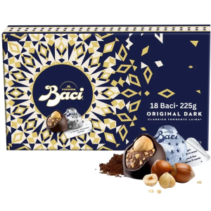 Baci Classic Dark Chocolate Gift Box 225g - 18 Pieces - Pralines With Hazelnut Filling, Best Before: 08/2026