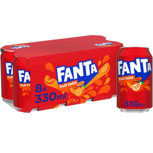 Fanta Fruit Twist PMP/Multipack 330ml Cans - Pack of 8 - Refreshing Fizzy Drink, Best Before: 31/05/2026