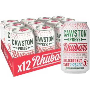 Cawston Press Sparkling Rhubarb Fizzy Drink - Pack of 12 x 330ml Cans - Blended With Sparkling Water and Crisp Apples, Best Before: 30/06/2026