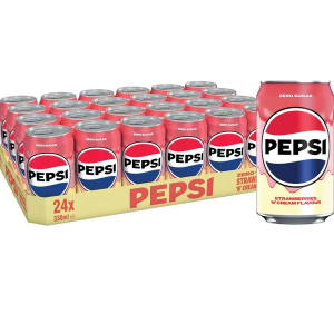 Pepsi Zero Sugar Strawberries 'N' Cream Flavor - Pack of 24 x 330ml - Soft Drink Beverage -  Best Before: April 2026