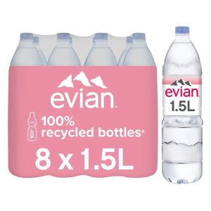 Evian Mineral Water 1.5L Bottles – Pack of 8 – Crisp & Refreshing Hydration 