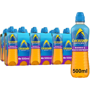 Lucozade Sport Mango & Passion Fruit Bottles 500ml - Pack of 24(6x4pk) - Isotonic Drink With Sugar & Sweeteners, Hydration Pack, Best Before: May 2026