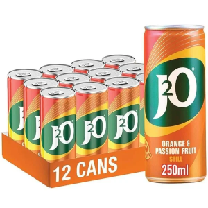 J2O Orange & Passion Fruit Still Soft Drink – Pack of 12 x 250ml – Refreshing Fruity Blend, Shake to Mix – Best Before: June 2026