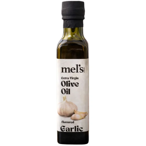 Mel's Kitchen Garlic Flavored Extra Virgin Olive Oil – 250ML Glass Bottle – Ideal for Cooking, Salads & Health