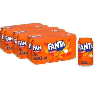 Fanta Orange PMP/Multipack Soft Drink 330ml Cans - Pack of 24 (3x8pk) - Refreshing Fizzy Drink, Best Before: 31/05/2026
