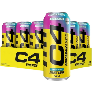 C4 Cosmic Rainbow Zero Sugar Performace Energy Drink PMP - Packof 12 x 500ml Cans - Low Calorie Fizzy Drinks